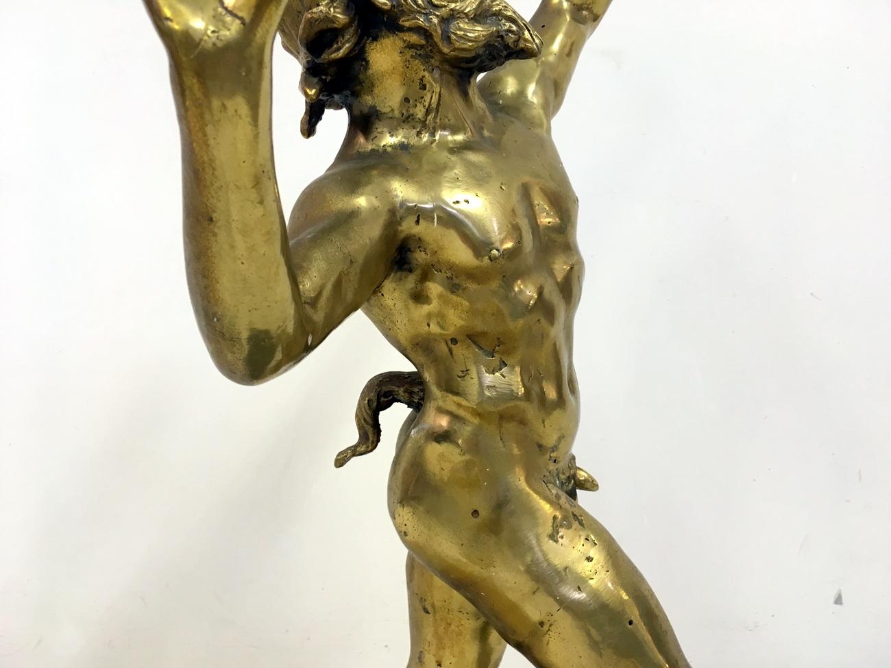 Gilt Bronze Figure of the Dancing Faun of Pompeii For Sale 2