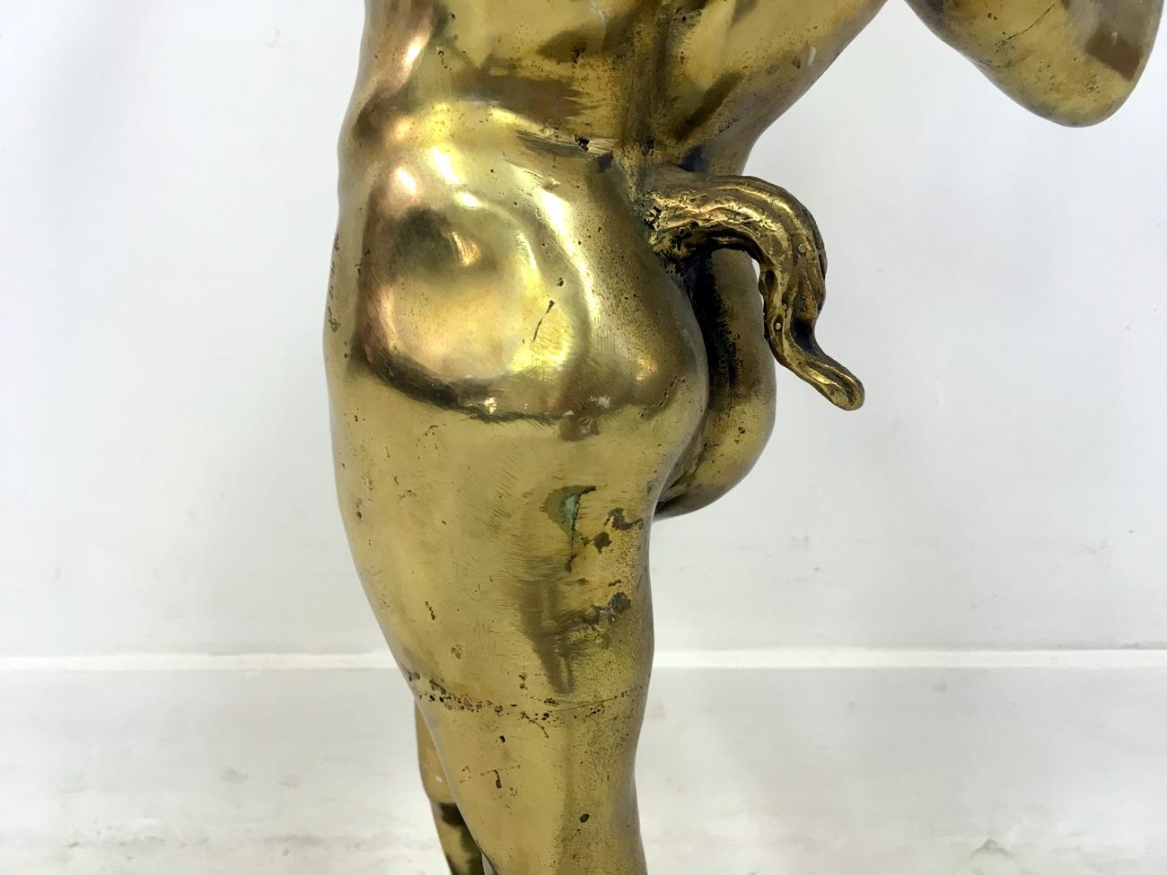 Gilt Bronze Figure of the Dancing Faun of Pompeii For Sale 4