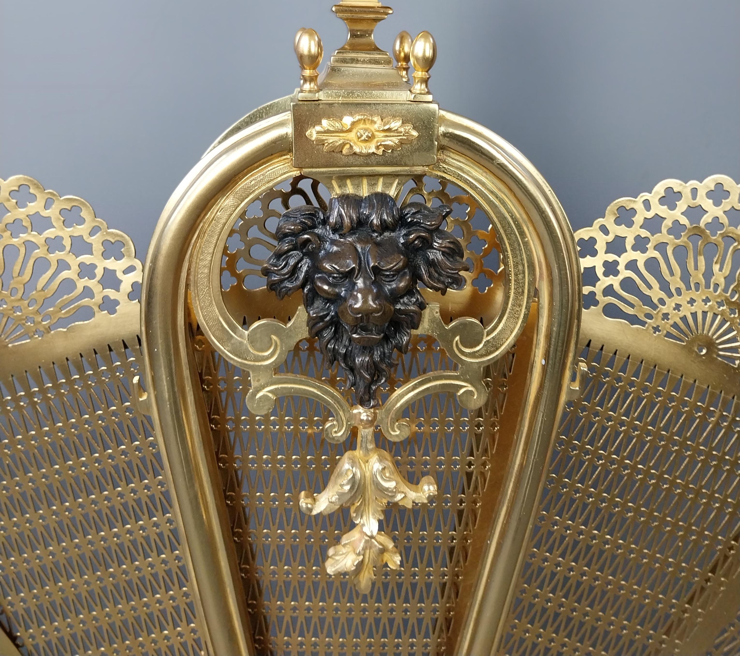 French Gilt Bronze Fire Screen Guard Bouhon 19th Century For Sale 8
