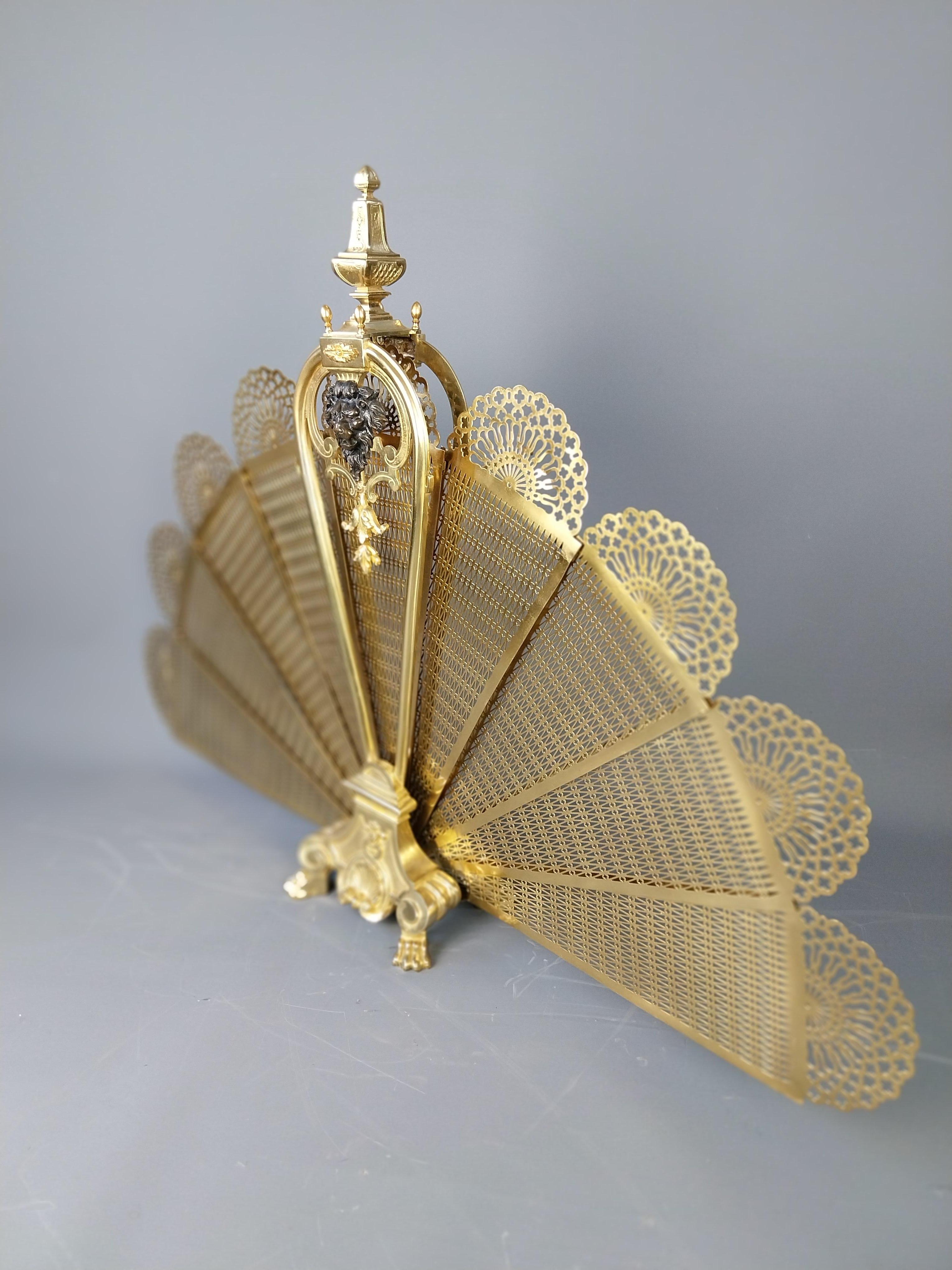 French Gilt Bronze Fire Screen Guard Bouhon 19th Century For Sale 11