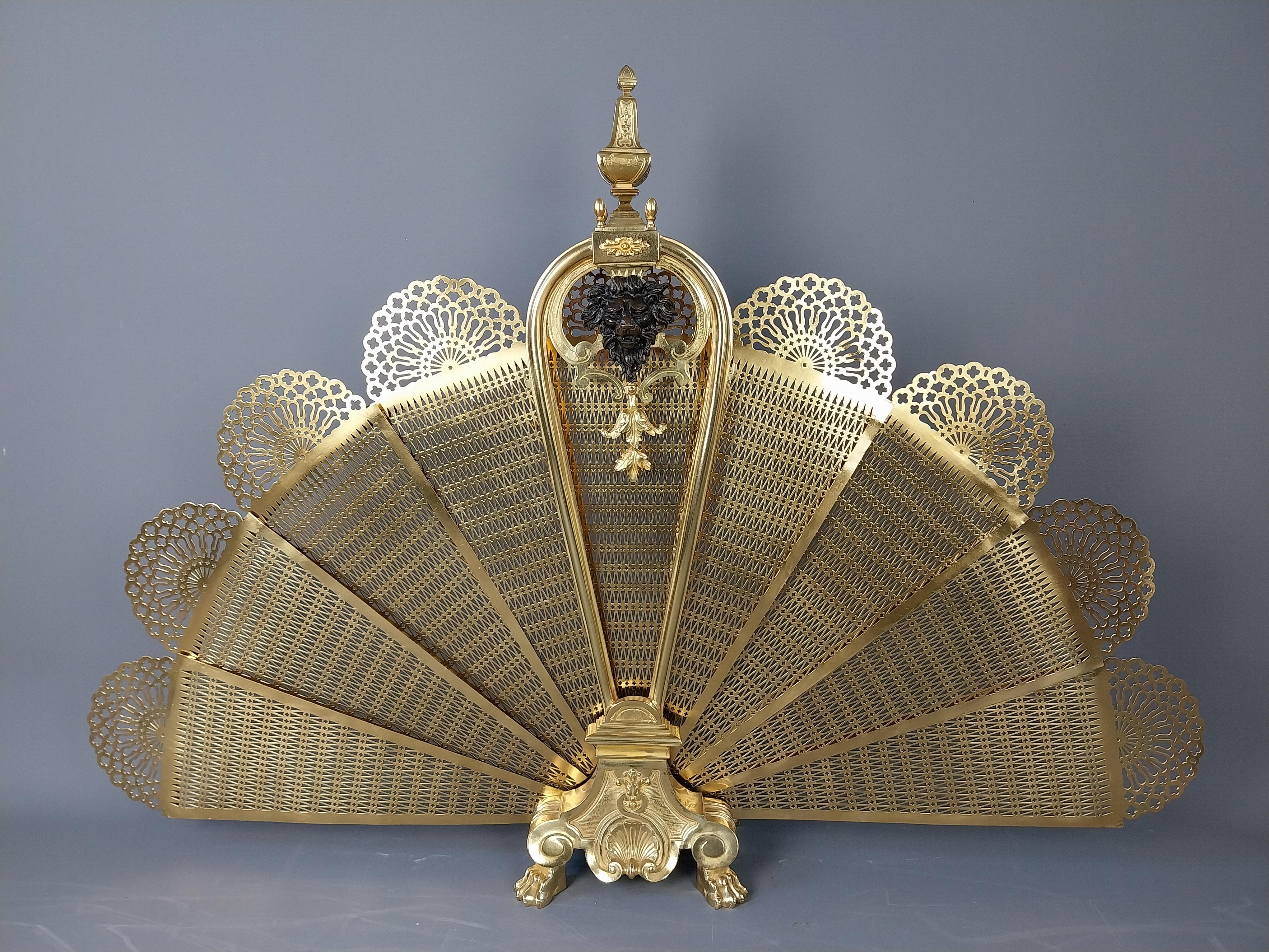 French Gilt Bronze Fire Screen Guard Bouhon 19th Century For Sale 13