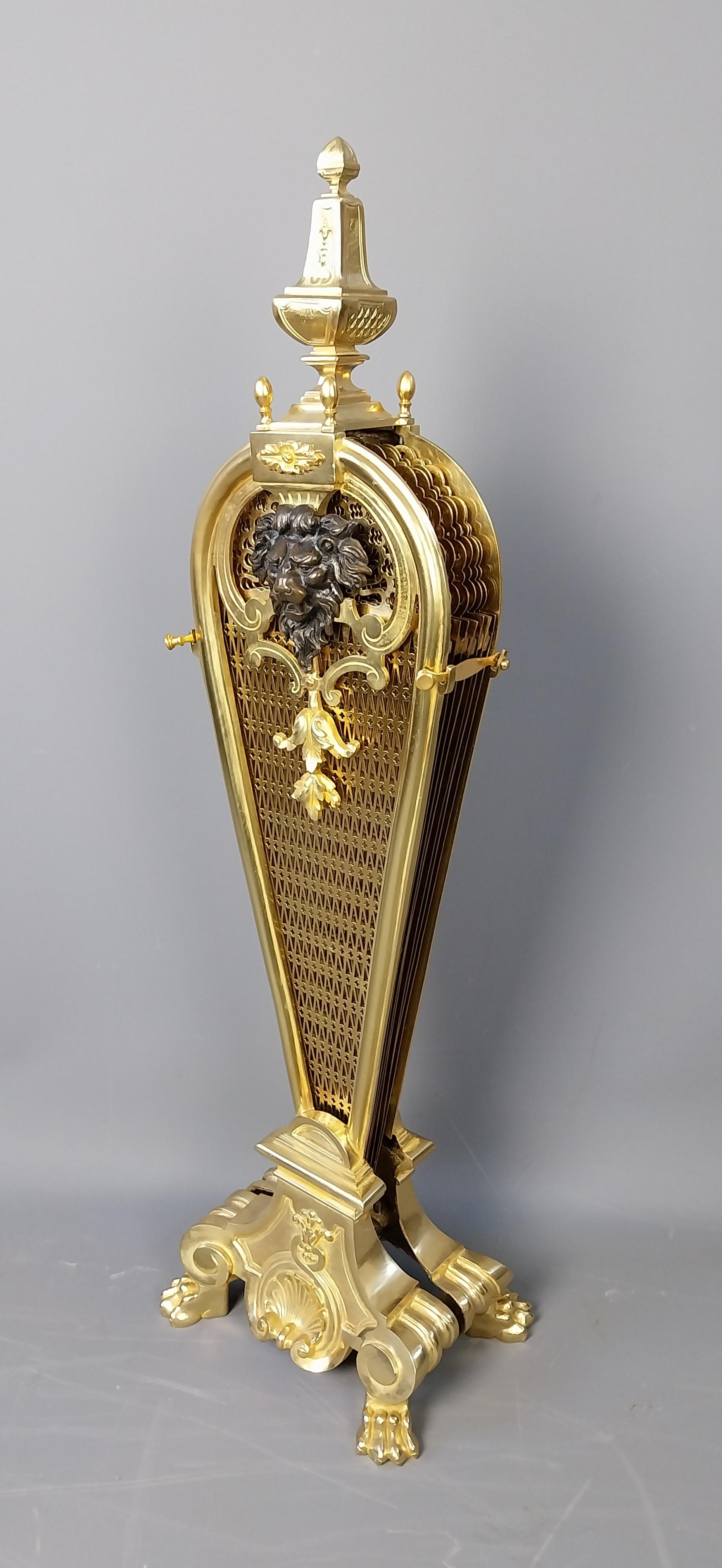 French Gilt Bronze Fire Screen Guard Bouhon 19th Century In Good Condition For Sale In Staffordshire, GB