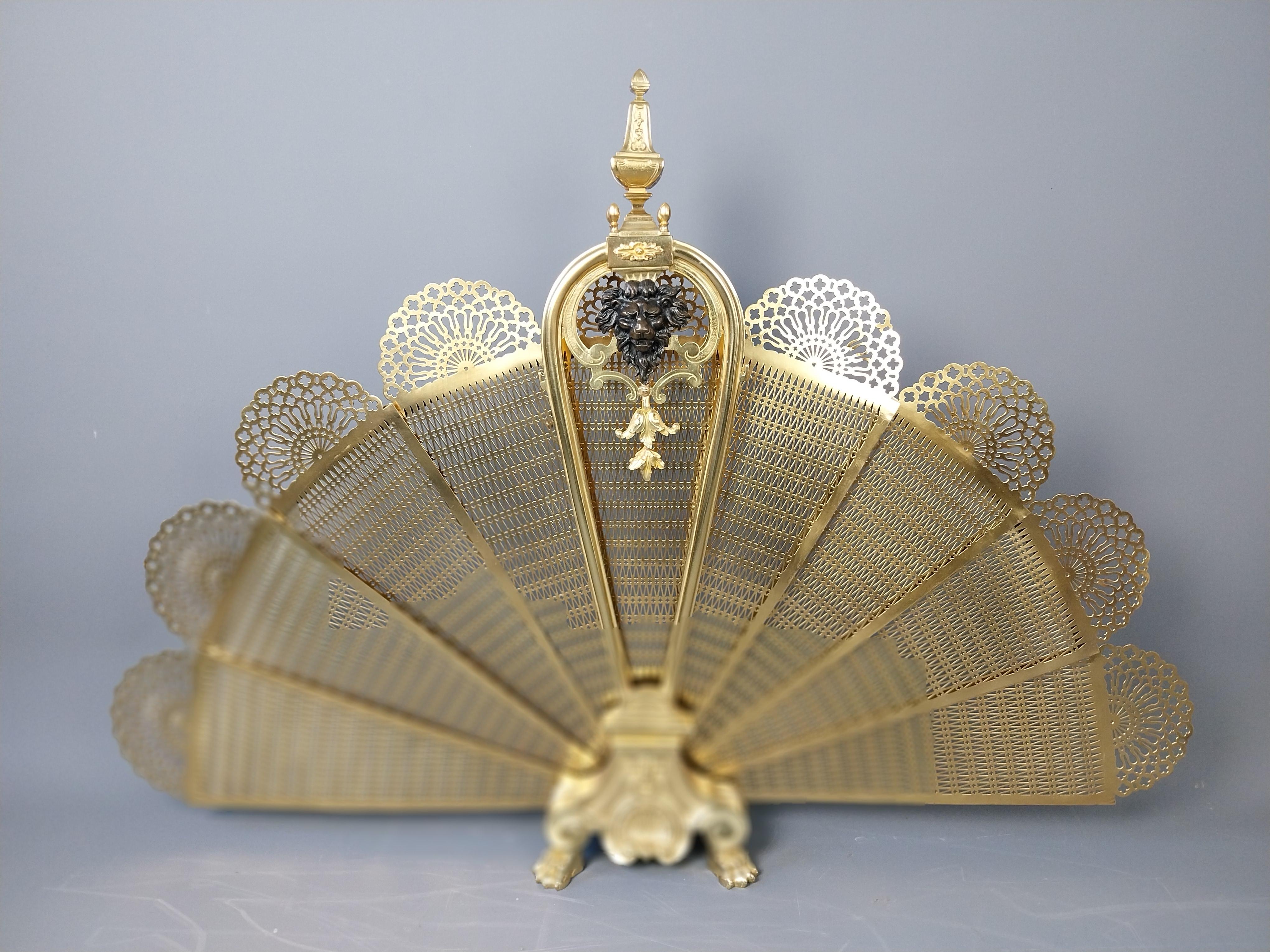 French Gilt Bronze Fire Screen Guard Bouhon 19th Century For Sale 1