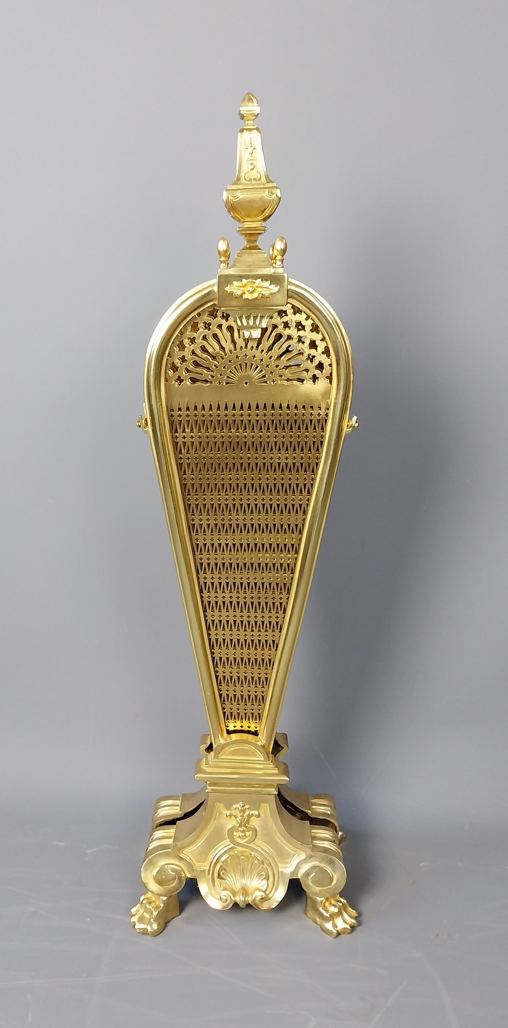 French Gilt Bronze Fire Screen Guard Bouhon 19th Century For Sale 3
