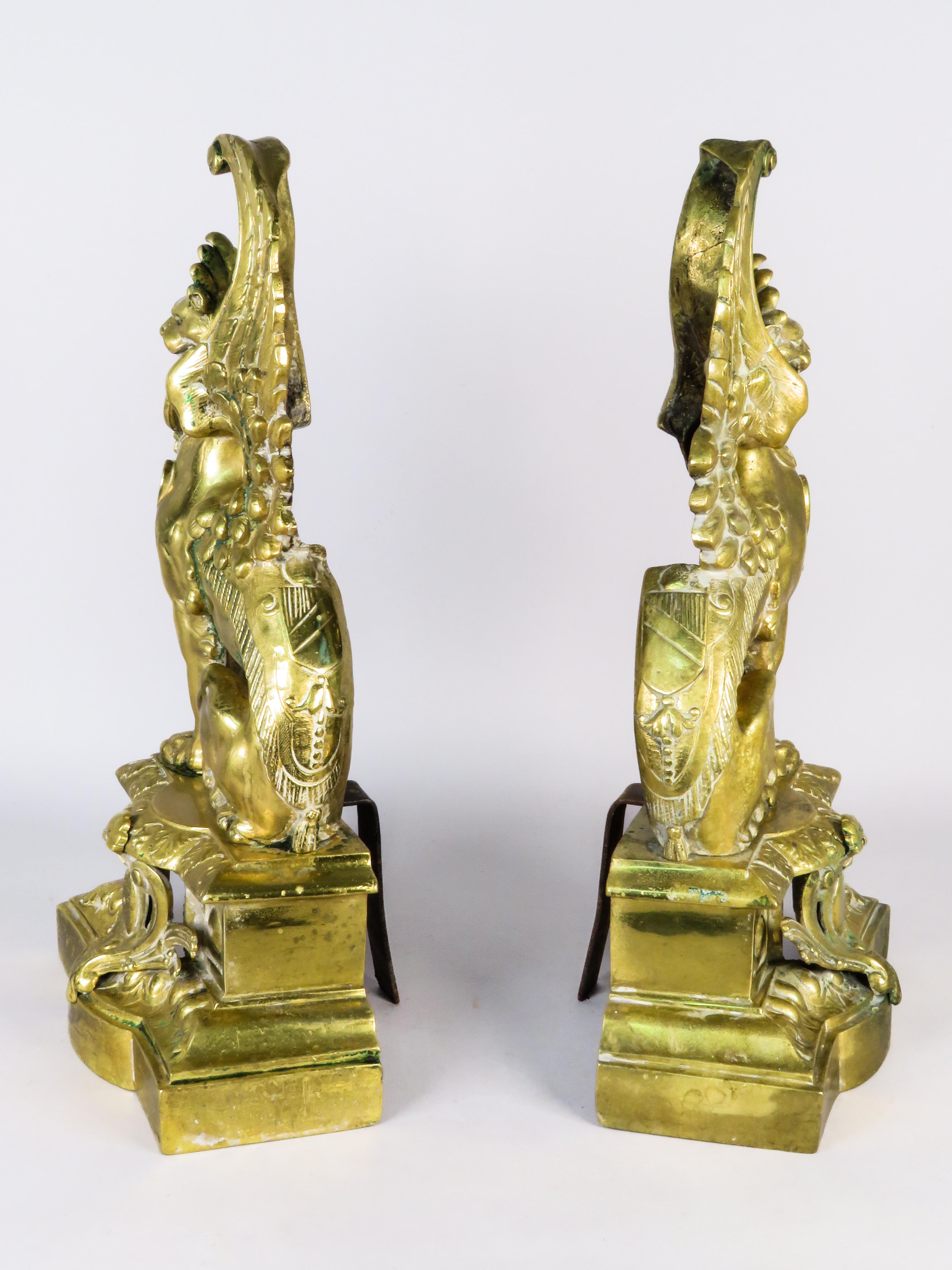 Gilt bronze fireplace andirons - Neoclassical style - France - late 19th century For Sale 6
