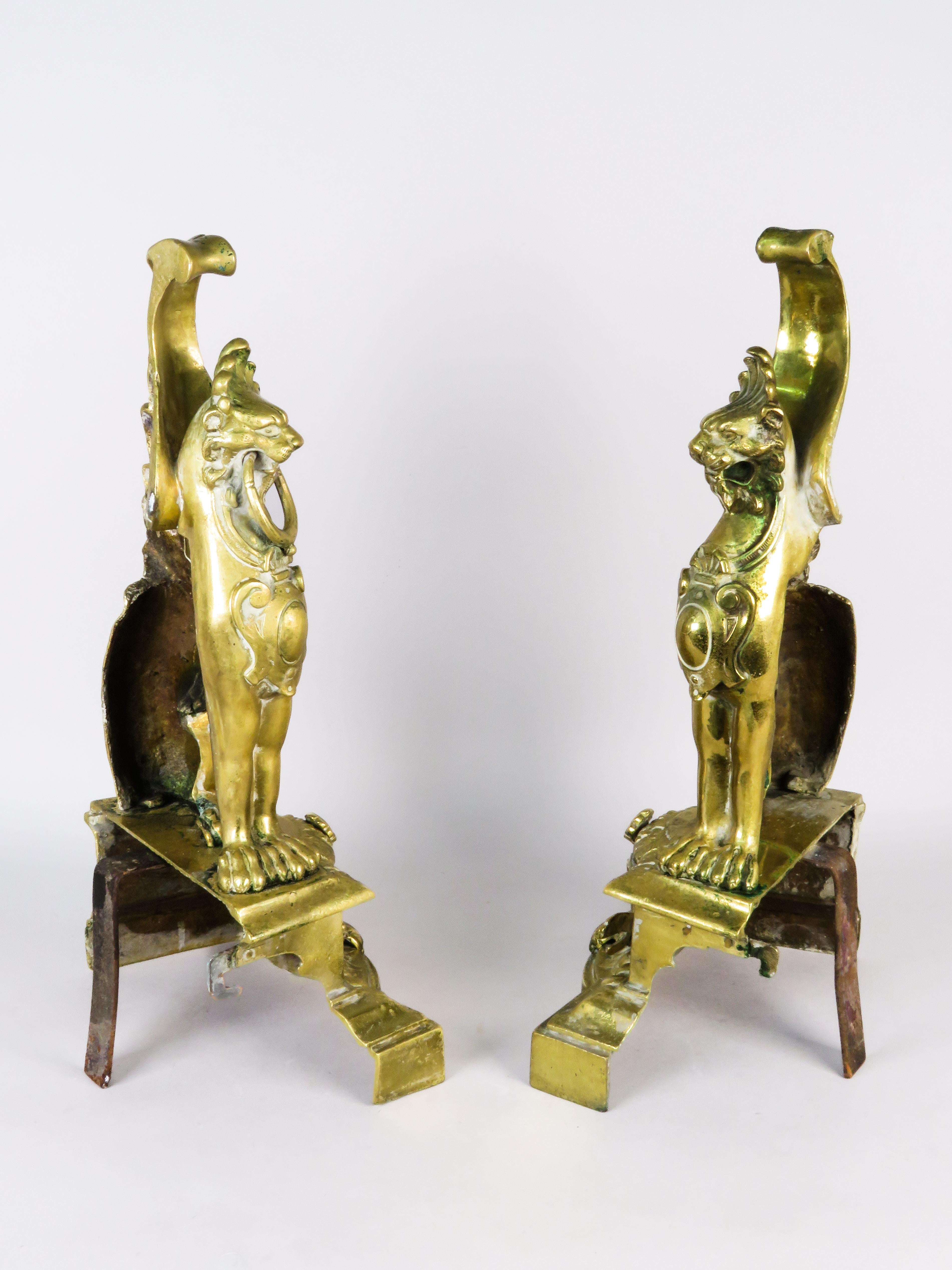 Gilt bronze fireplace andirons - Neoclassical style - France - late 19th century For Sale 7