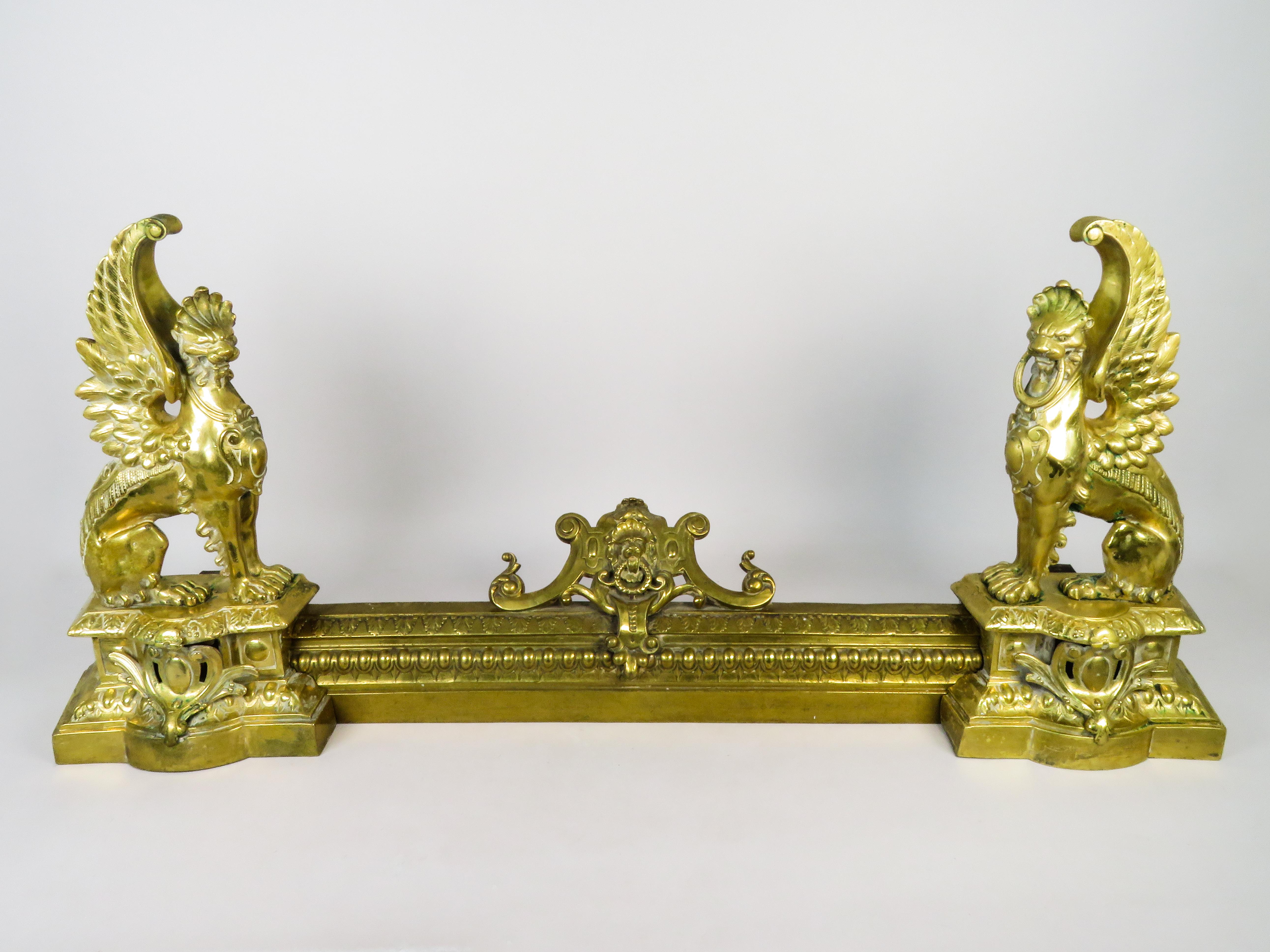 French Gilt bronze fireplace andirons - Neoclassical style - France - late 19th century For Sale
