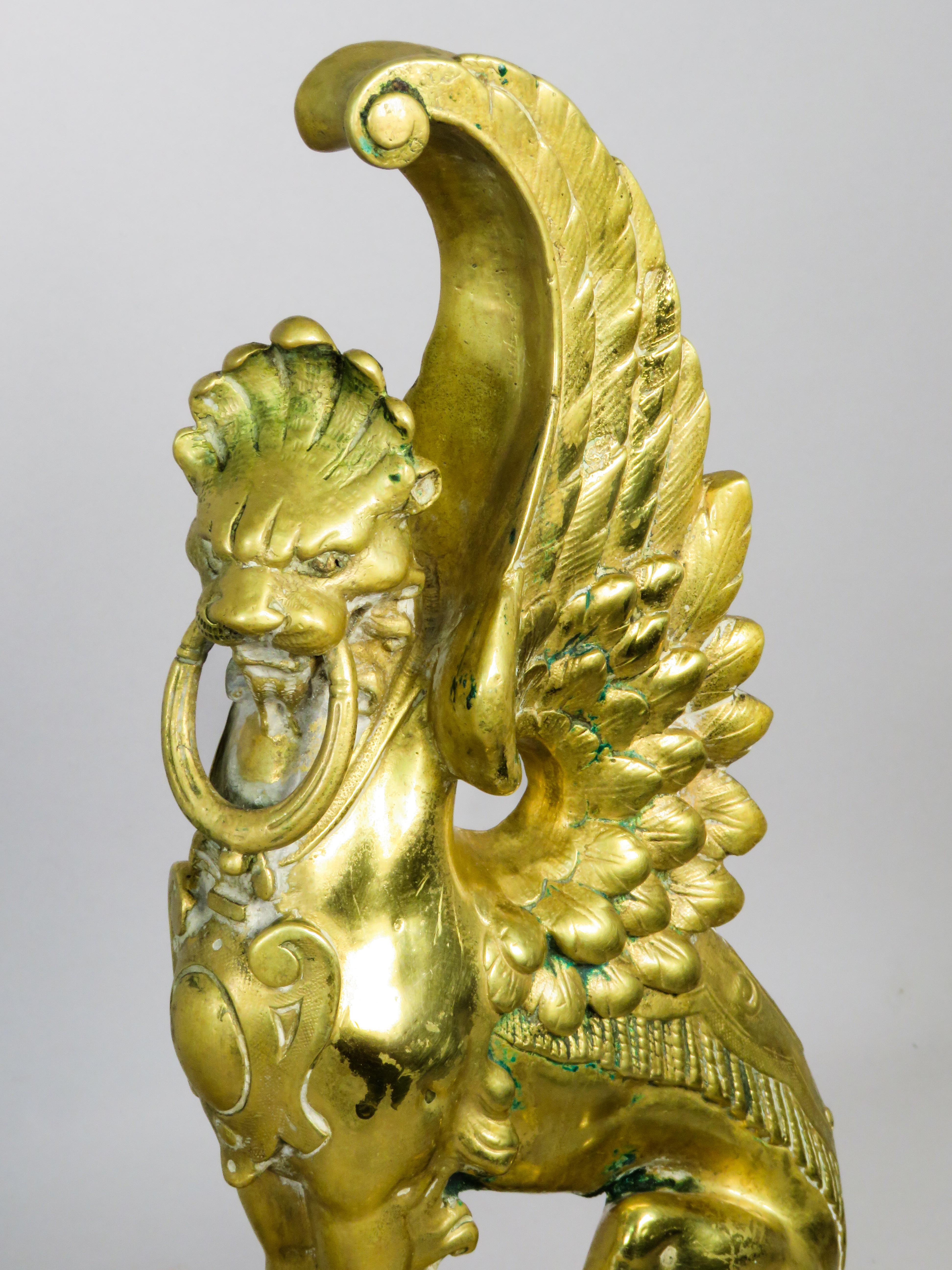 Bronze Gilt bronze fireplace andirons - Neoclassical style - France - late 19th century For Sale