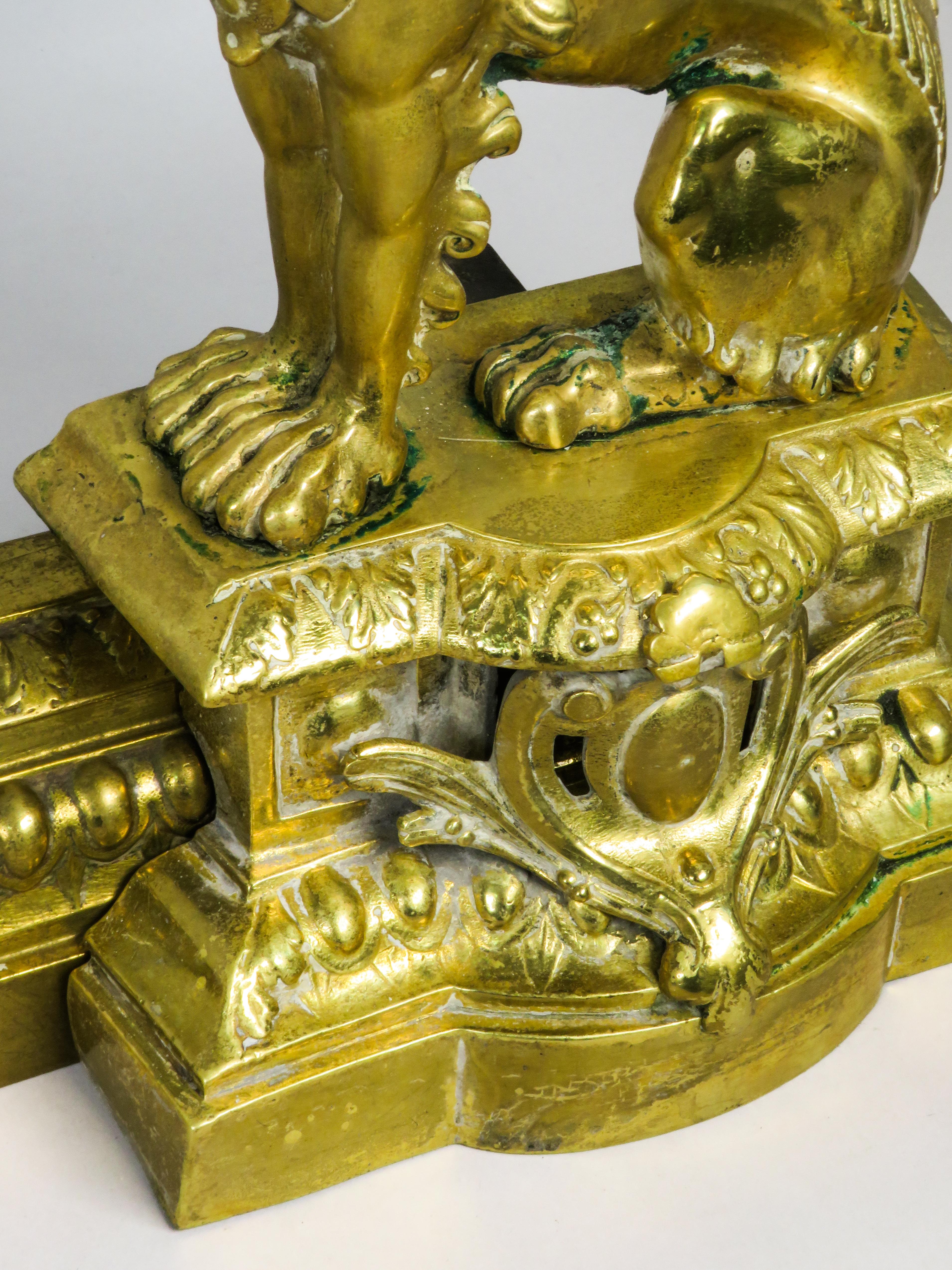 Gilt bronze fireplace andirons - Neoclassical style - France - late 19th century For Sale 1