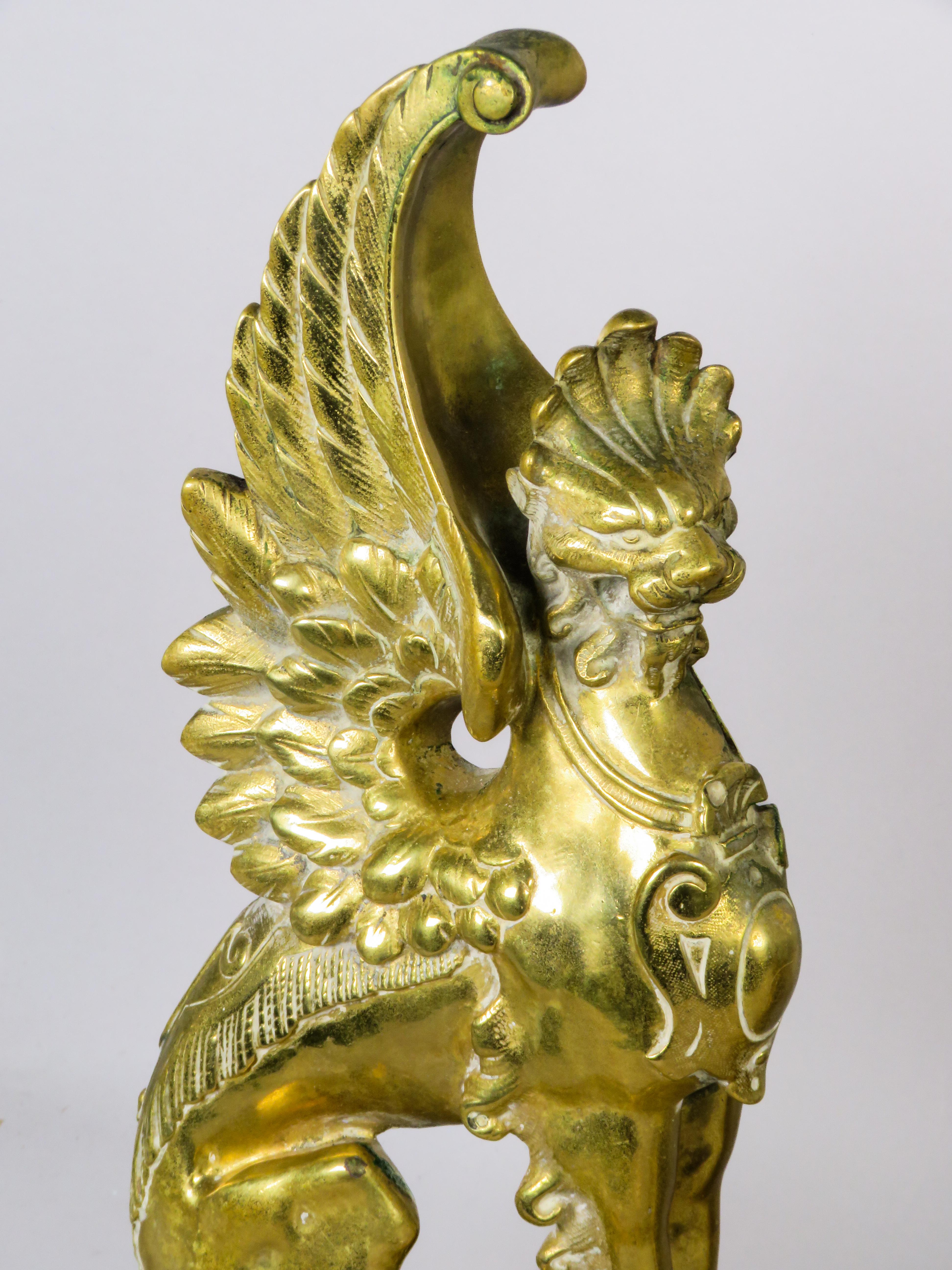 Gilt bronze fireplace andirons - Neoclassical style - France - late 19th century For Sale 2