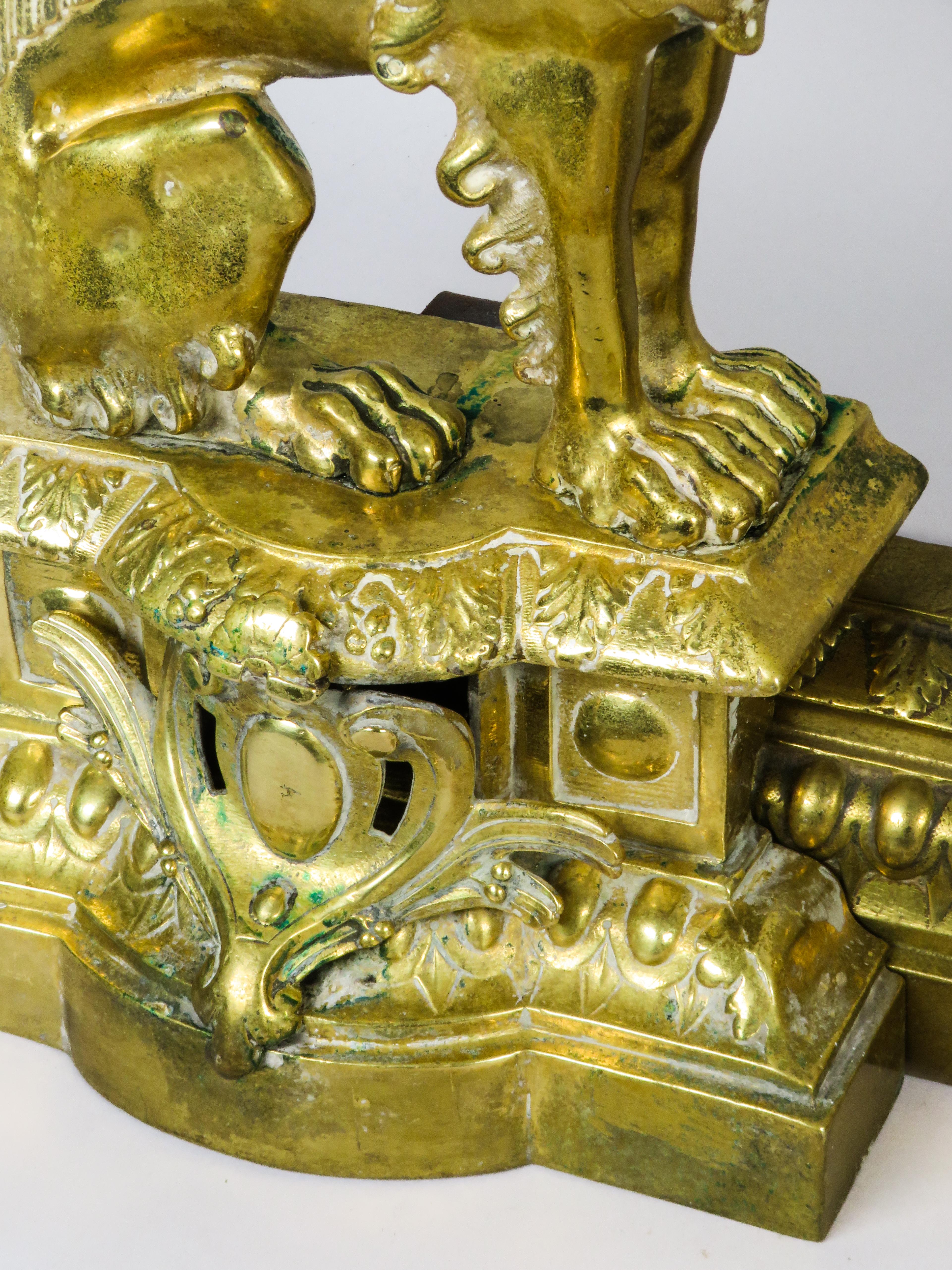 Gilt bronze fireplace andirons - Neoclassical style - France - late 19th century For Sale 3