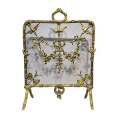 Gilt Bronze Fireplace Screen in Arts & Craft Style