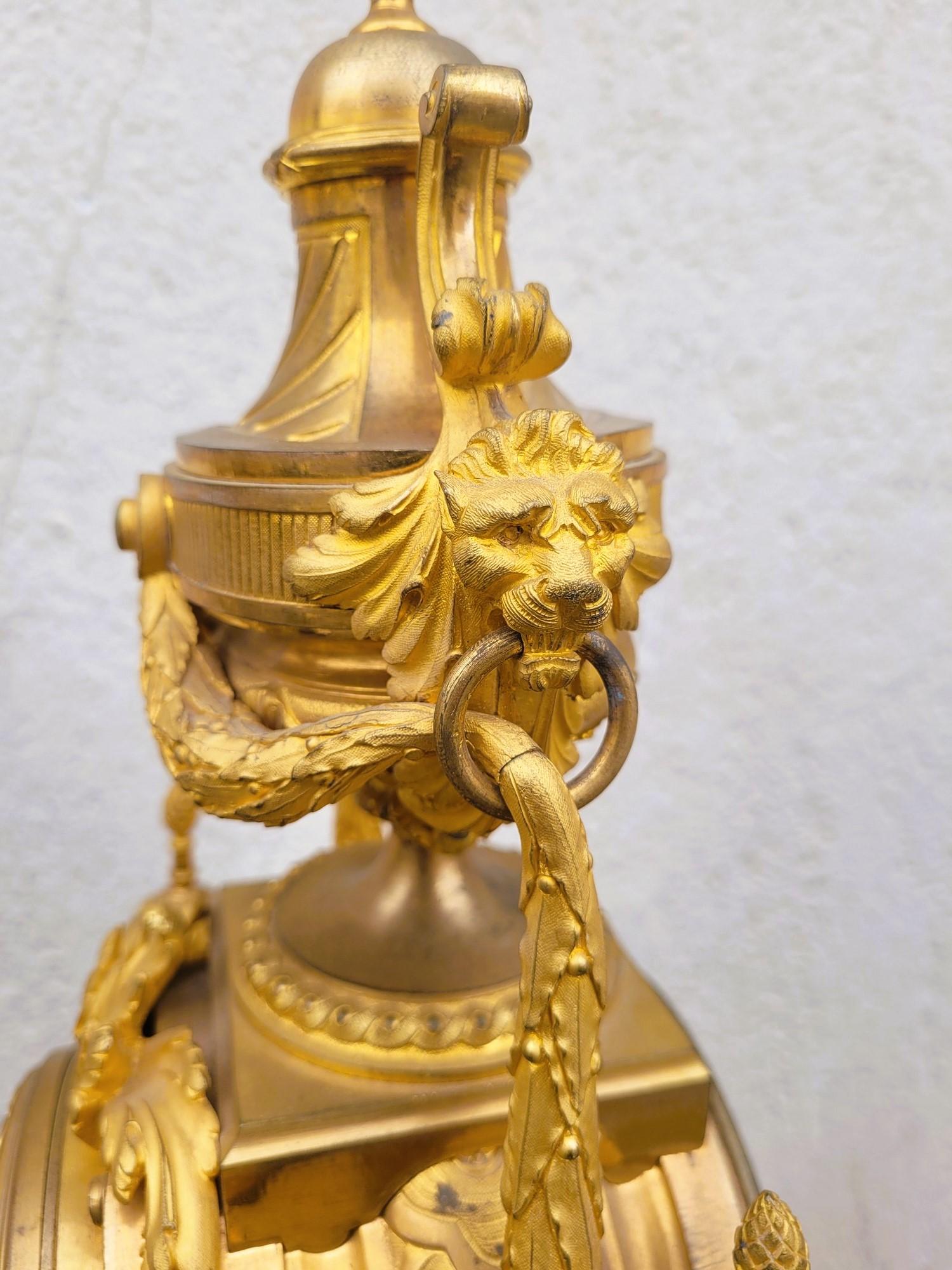 Gilt Bronze Fireplace Set, Napoleon III, 19th Century For Sale 6