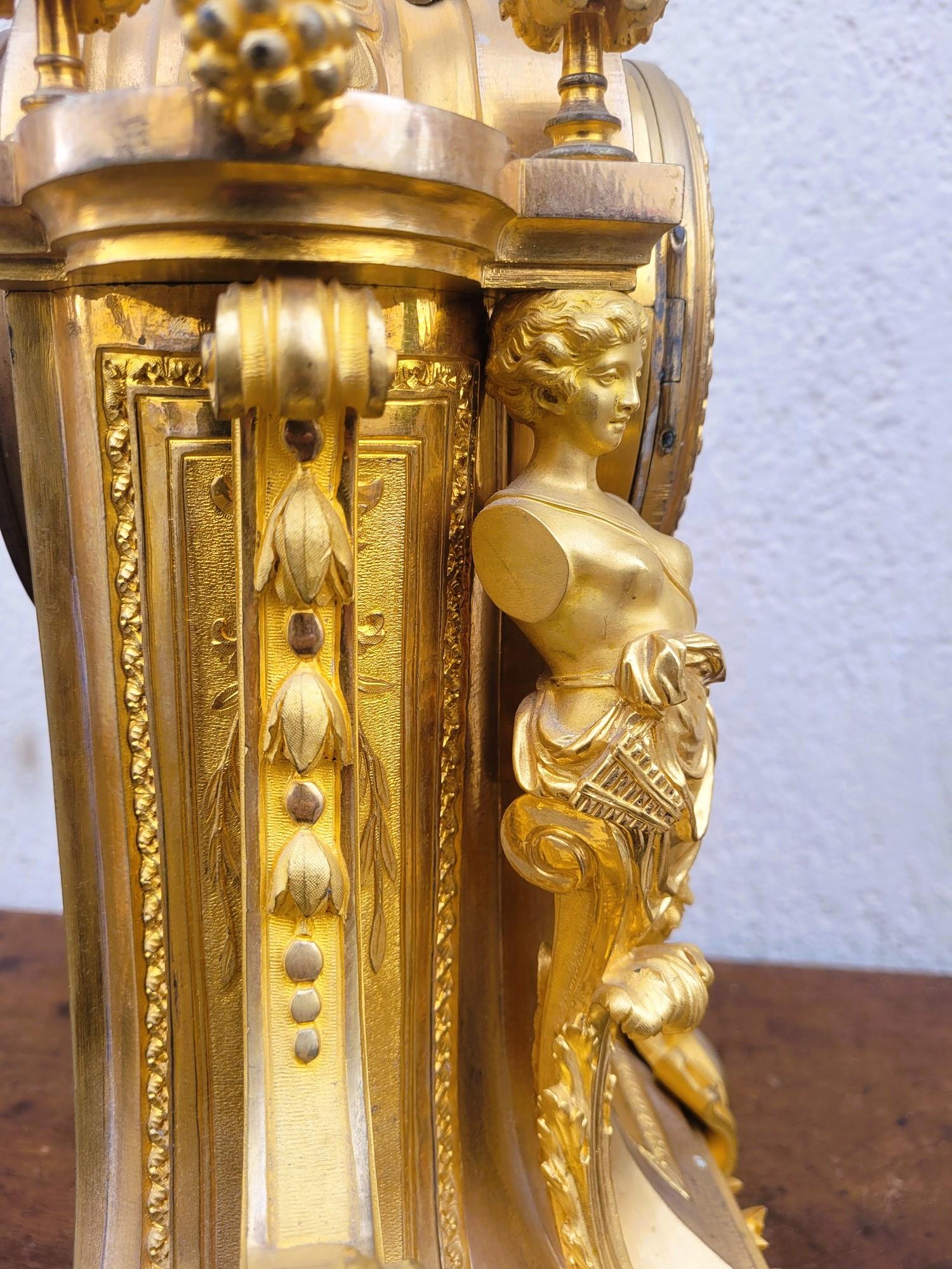 Gilt Bronze Fireplace Set, Napoleon III, 19th Century For Sale 7
