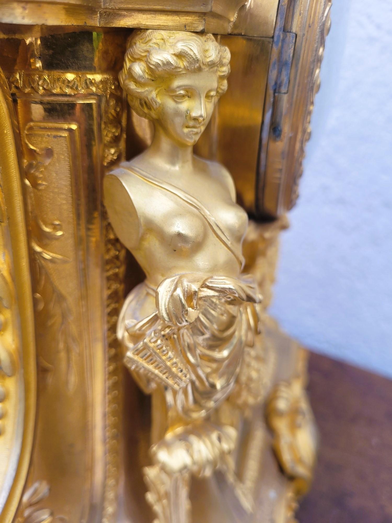 Gilt Bronze Fireplace Set, Napoleon III, 19th Century For Sale 8