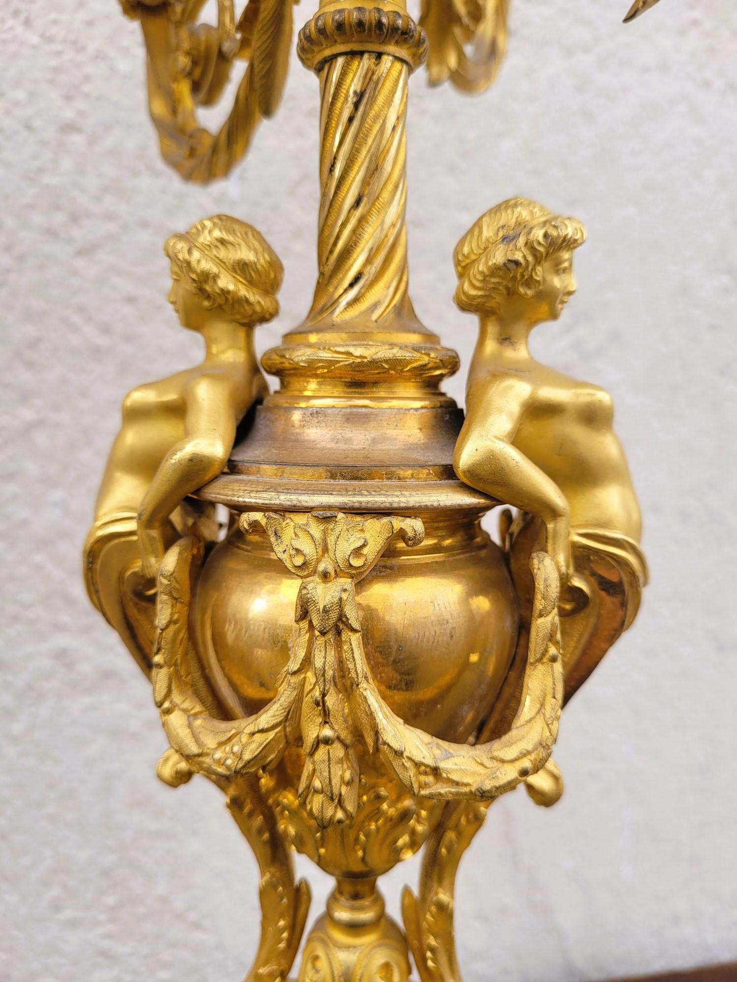 Gilt Bronze Fireplace Set, Napoleon III, 19th Century For Sale 9