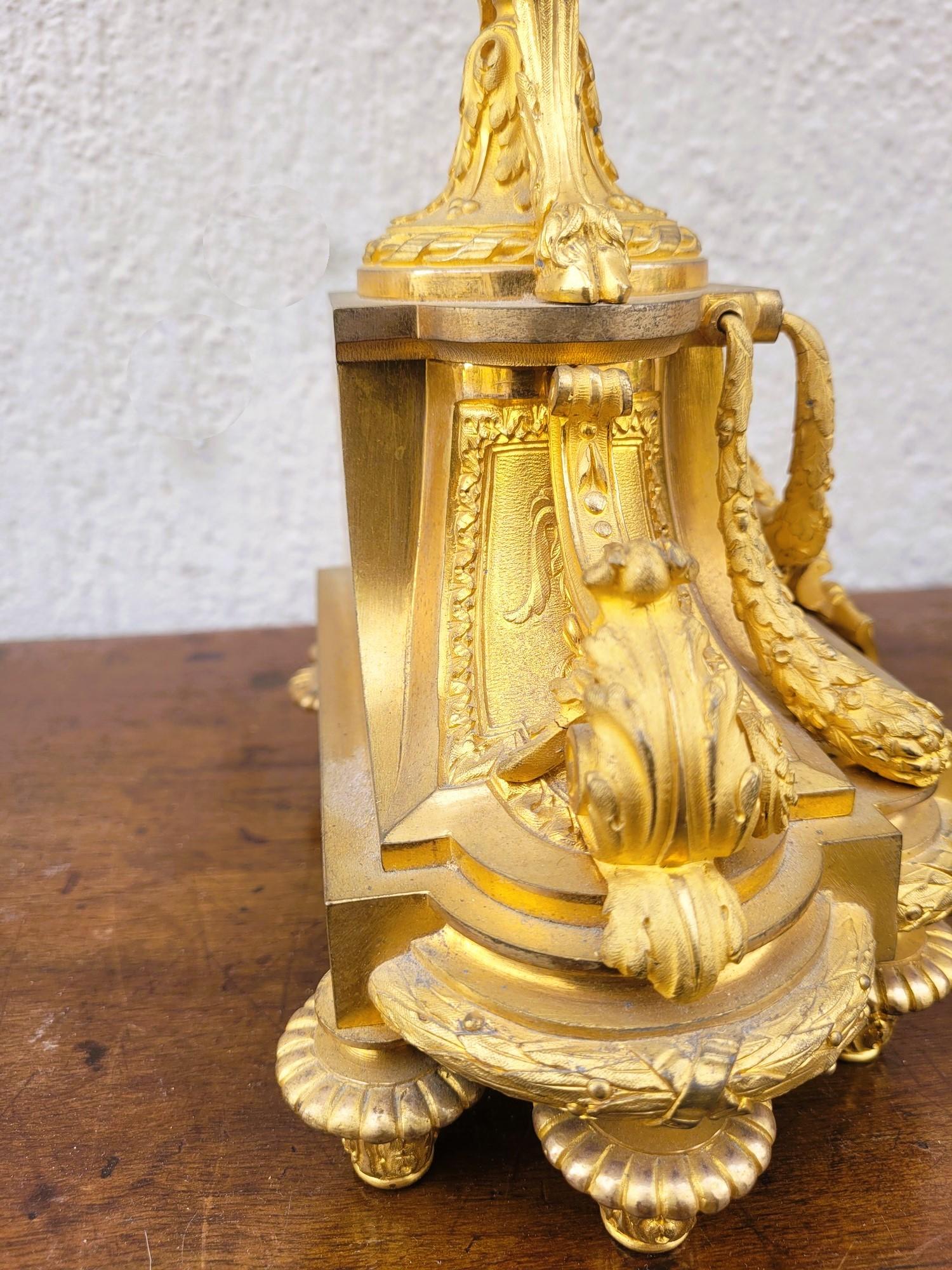 Gilt Bronze Fireplace Set, Napoleon III, 19th Century For Sale 12