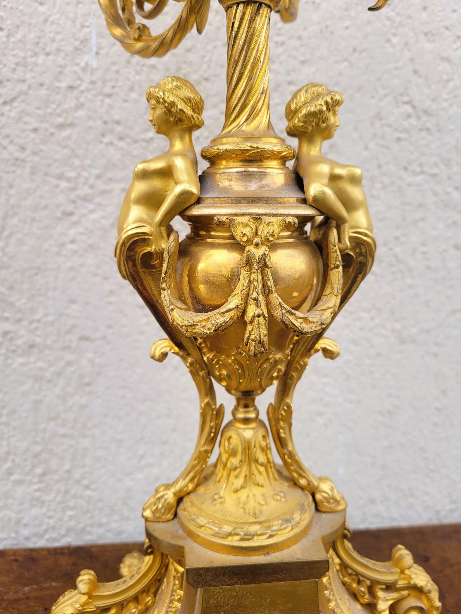 Gilt Bronze Fireplace Set, Napoleon III, 19th Century For Sale 13