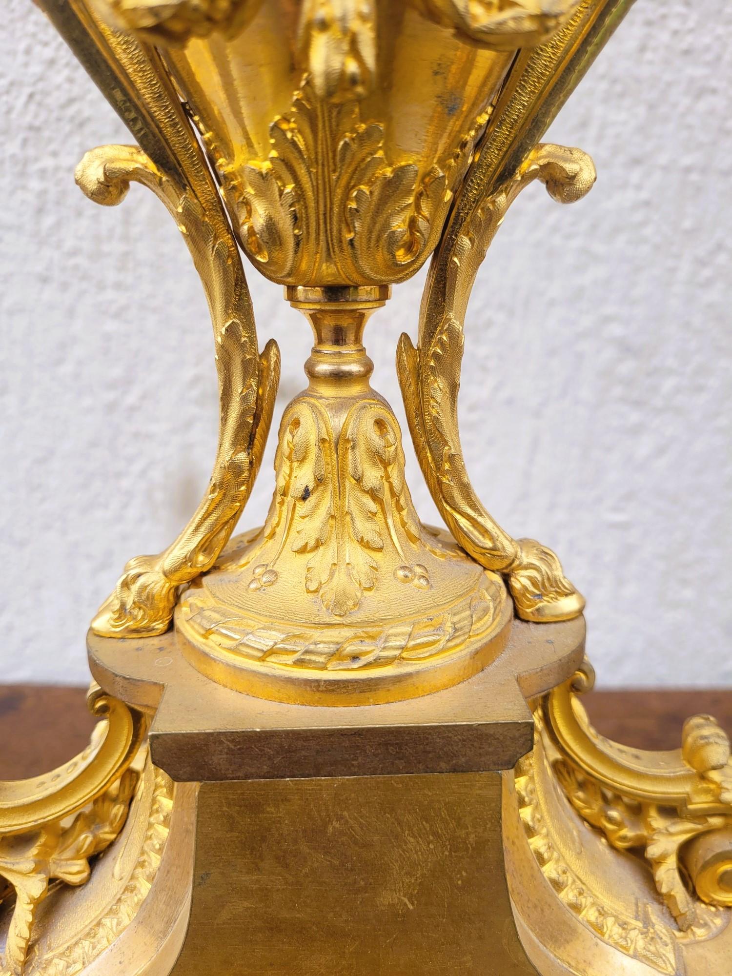 Gilt Bronze Fireplace Set, Napoleon III, 19th Century For Sale 14