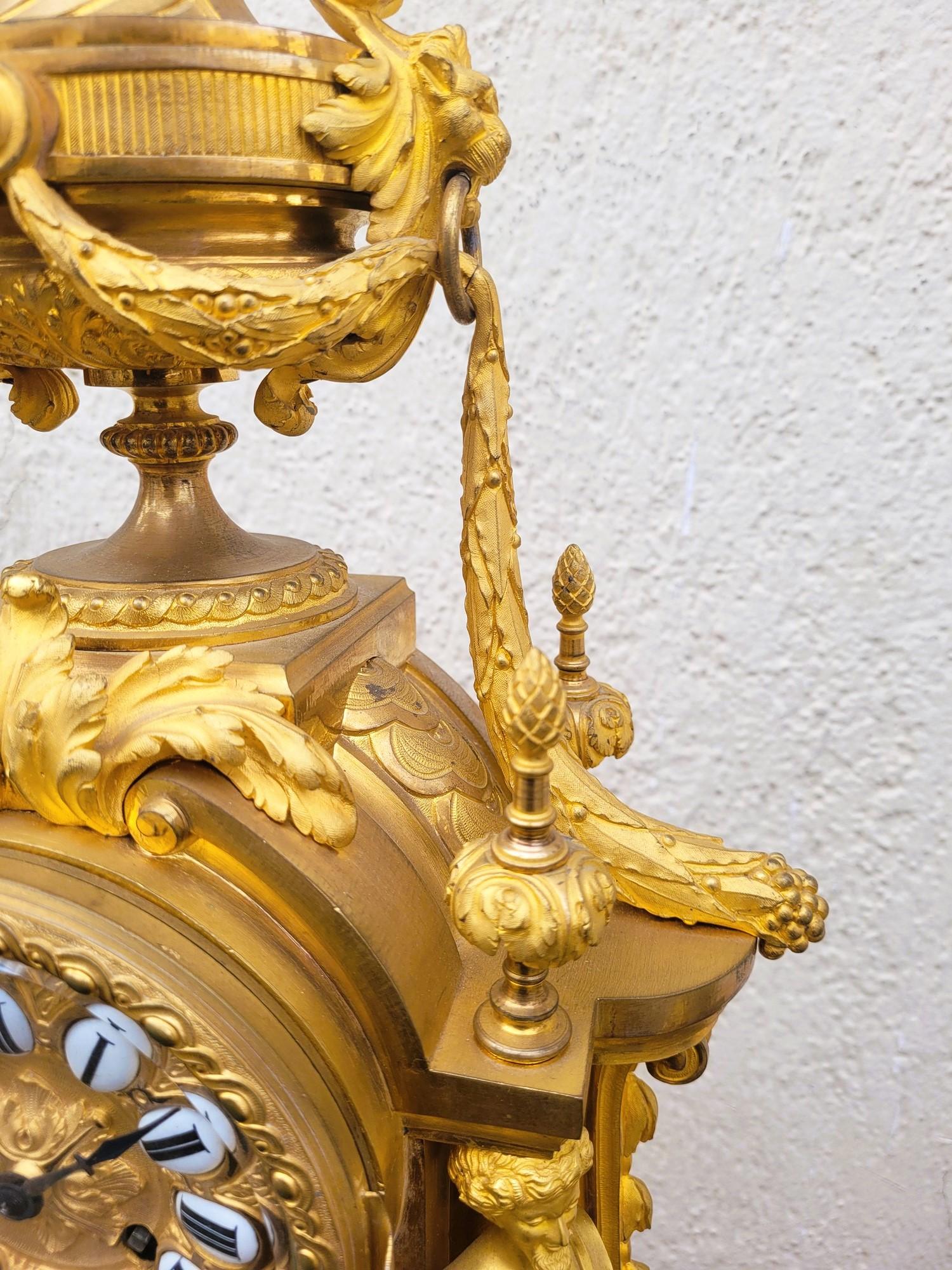 French Gilt Bronze Fireplace Set, Napoleon III, 19th Century For Sale