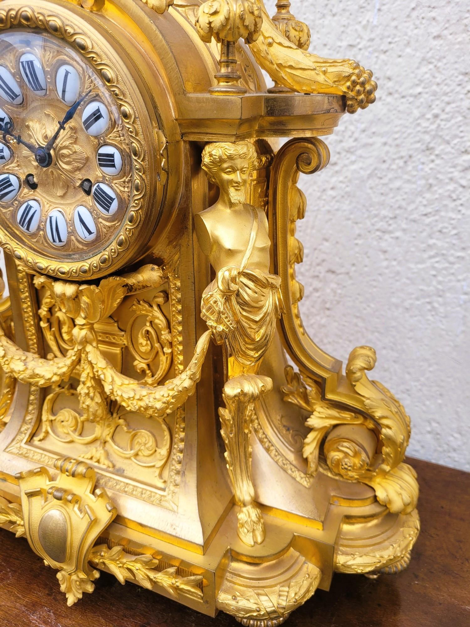 Gilt Bronze Fireplace Set, Napoleon III, 19th Century For Sale 2