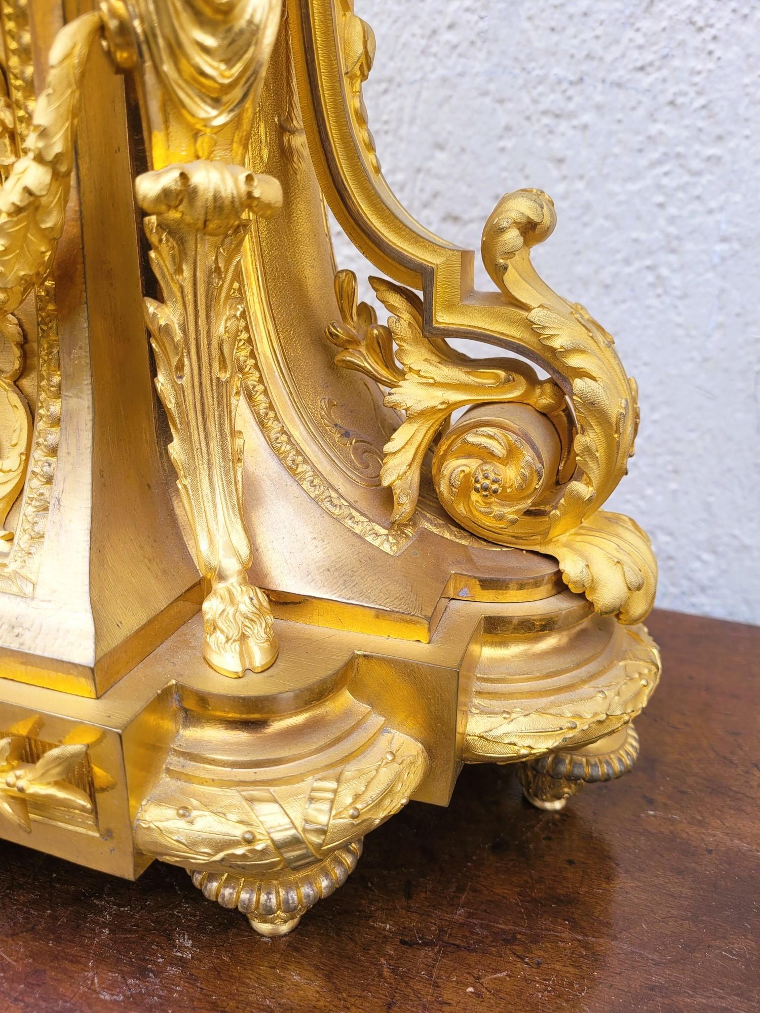 Gilt Bronze Fireplace Set, Napoleon III, 19th Century For Sale 3