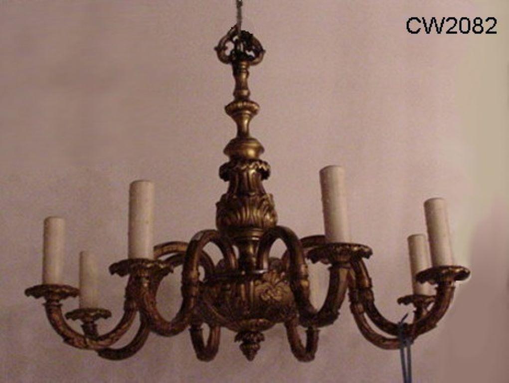 Early 20th Century Gilt Bronze French Chandelier, circa 1930 For Sale