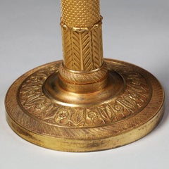 Gilt Bronze French Empire Candlestick Desk Table Lamps in Gold