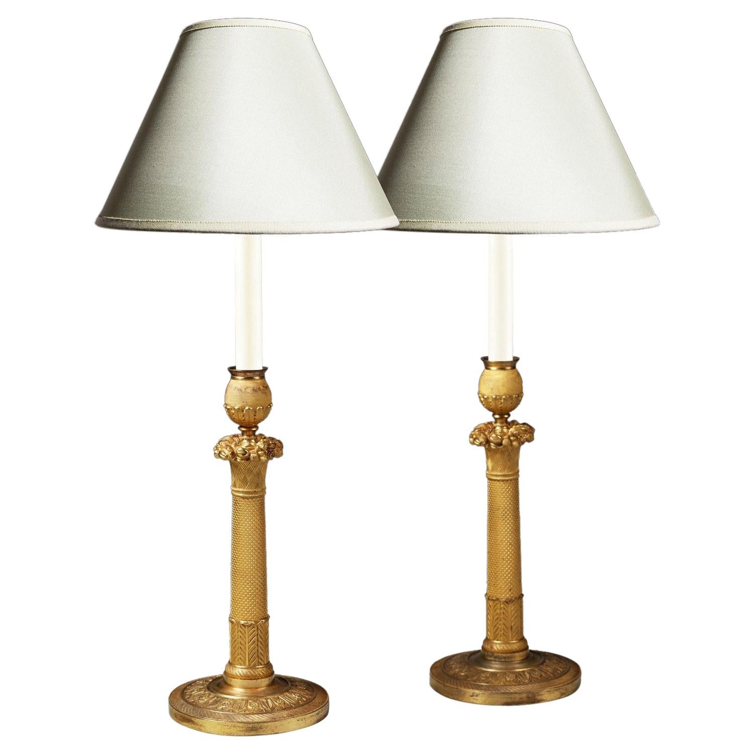 Gilt Bronze French Empire Candlestick, Candlestick Table Lamps Uk
