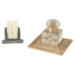 Vergoldete Bronze & Glas Tiffany Studios Tintenfass ca. 1900