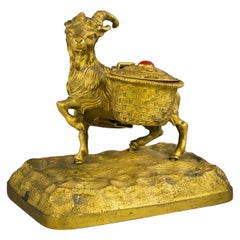 Gilt Bronze Goat Inkwell, circa 1875