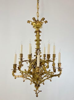 Gilt Bronze Gothic Revival Light Fixture, English 19th Century