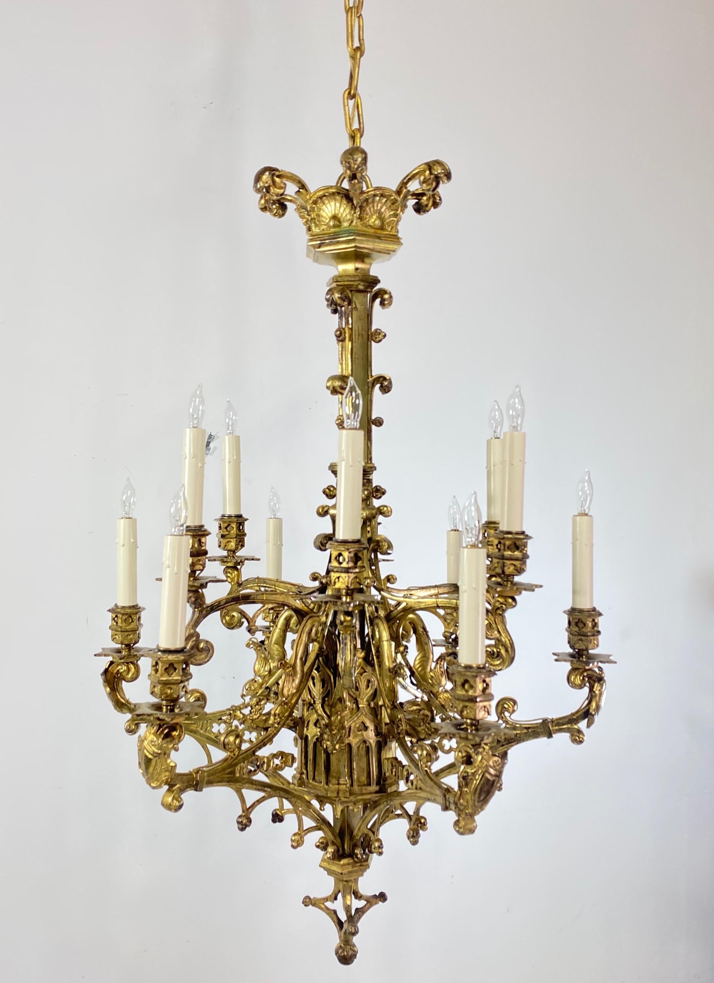 Néo-gothique Lights en bronze doré de style Revive gothique, anglais, 19e siècle en vente