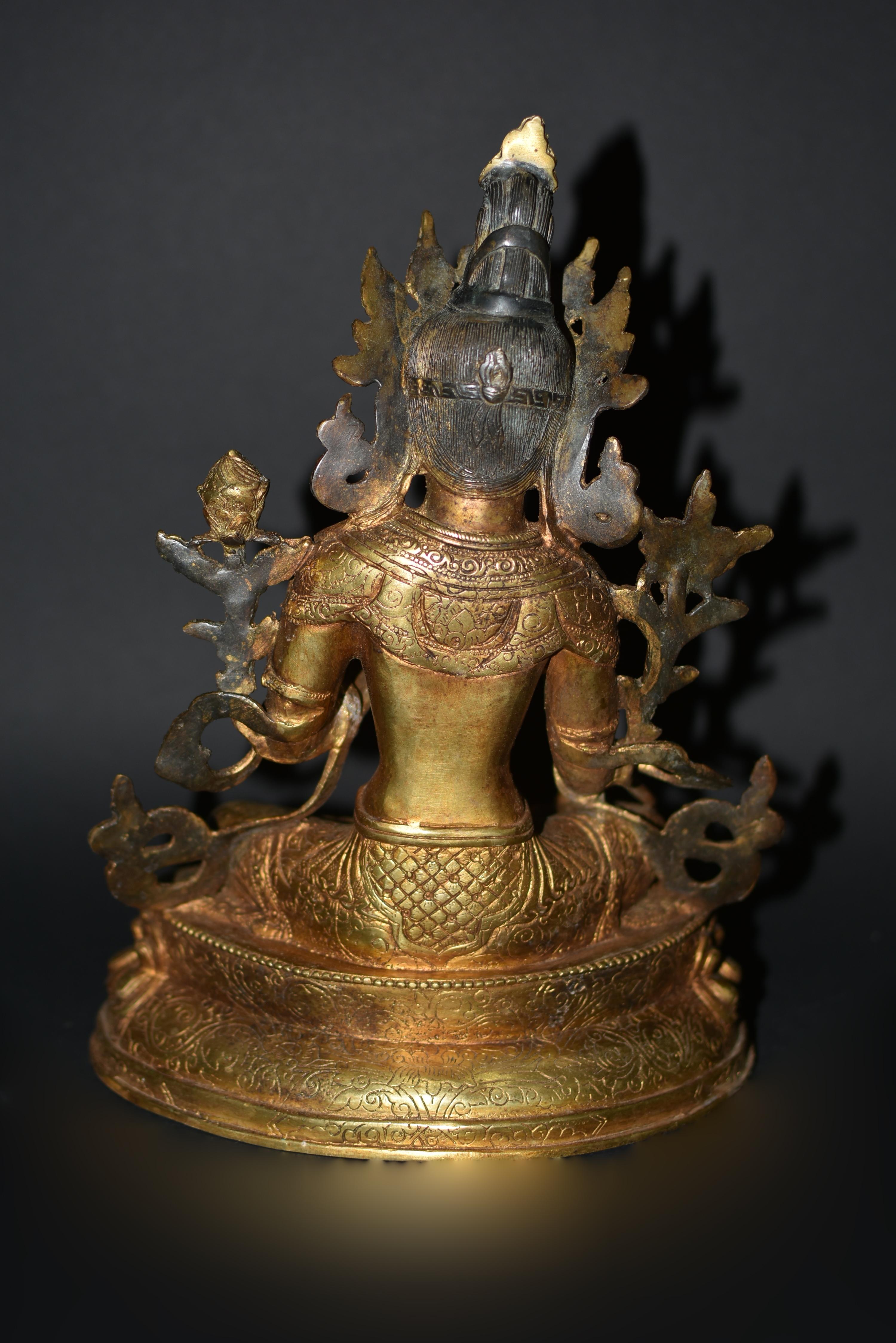 Green Tara Gilt Bronze Tibetan Statue  For Sale 12