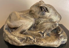 Gilt-Bronze Greyhound Dog Sculpture
