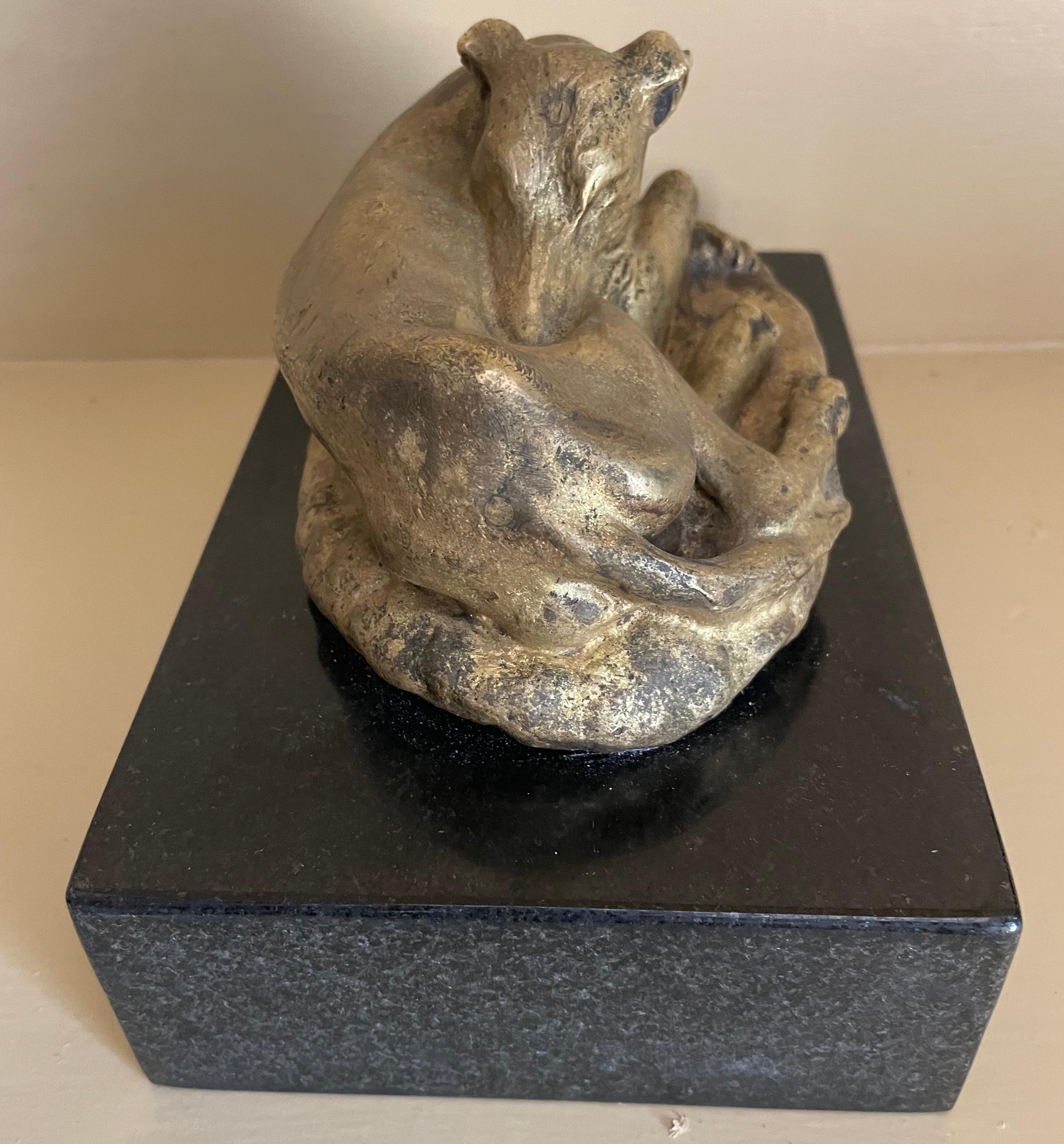 Gilt-Bronze Greyhound Dog Sculpture In Good Condition For Sale In New York, NY