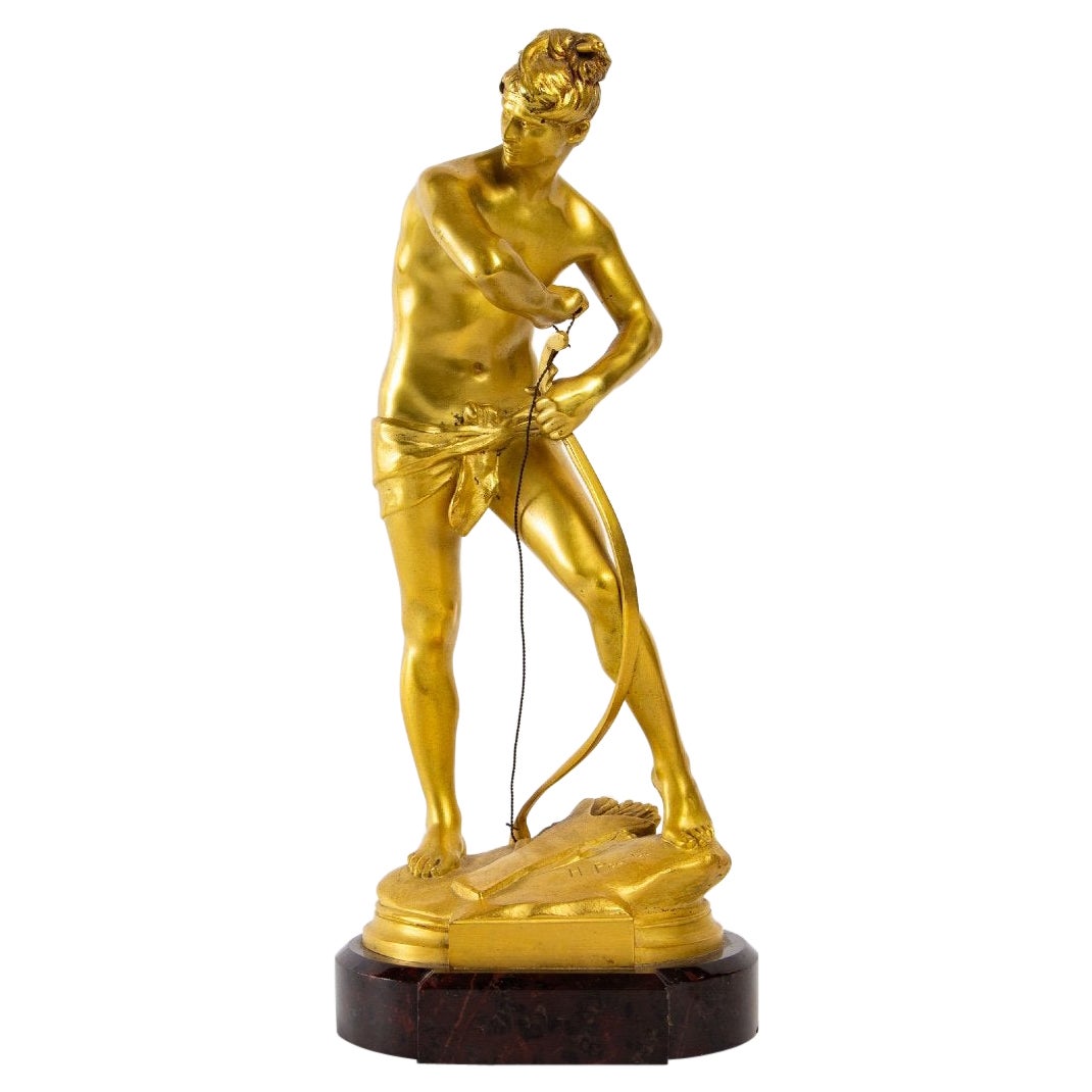 Groupe en bronze doré, Sarpédon, Signé, Henri Peinte, Epoque, 19ème siècle en vente