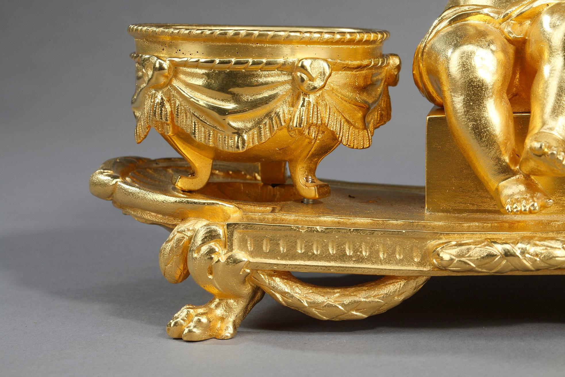 Encrier en bronze doré, « L'Amour timbalier », style Louis XVI en vente 5