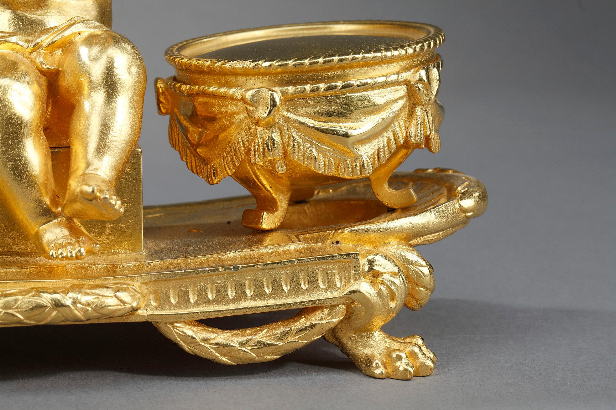 Encrier en bronze doré, « L'Amour timbalier », style Louis XVI en vente 6