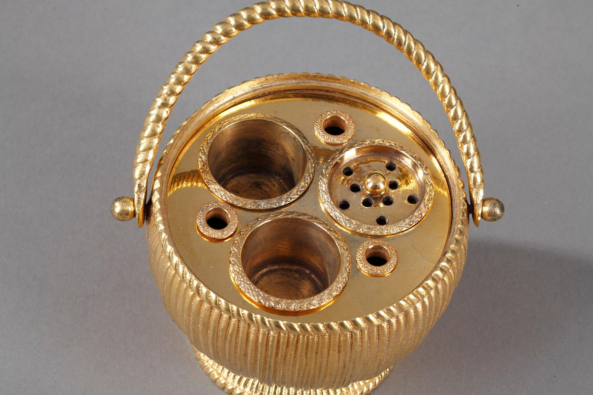 Gilt Bronze Inkwell with Birds, from the 1830s 5