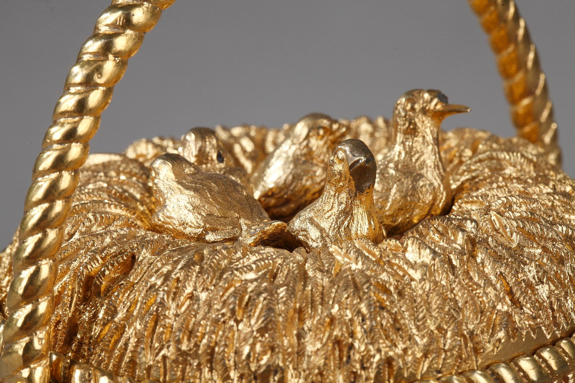 Gilt Bronze Inkwell with Birds, from the 1830s 1