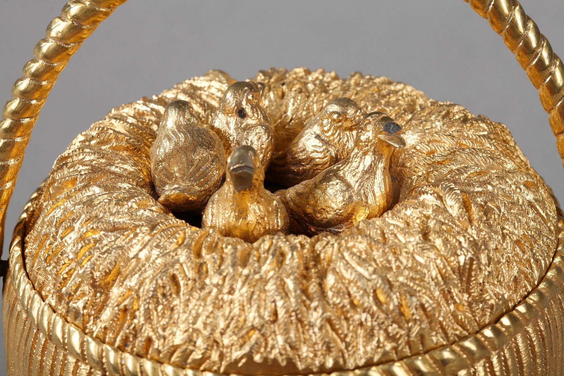 Gilt Bronze Inkwell with Birds, from the 1830s 2