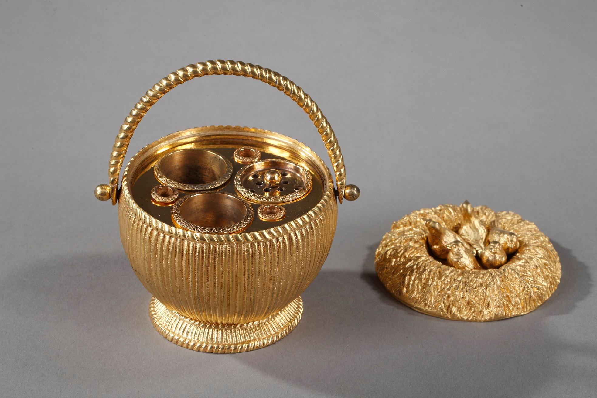Gilt Bronze Inkwell with Birds, from the 1830s 3