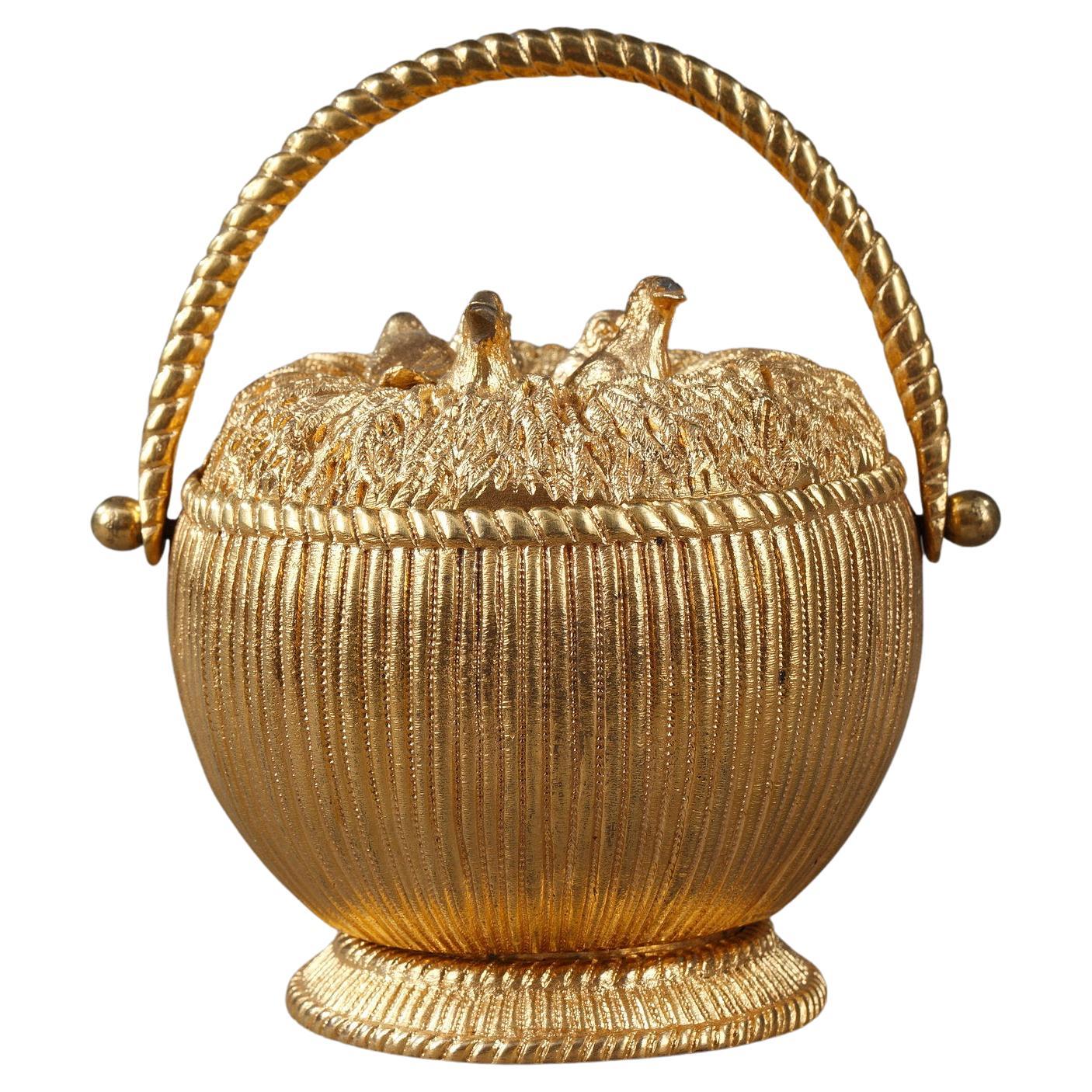 Gilt Bronze Inkwell with Birds, from the 1830s