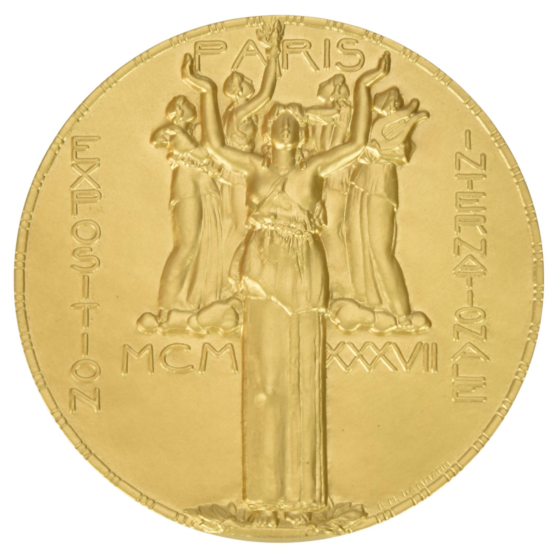 Gilt Bronze Jury Medal, Paris International Exposition 1937, Original Case