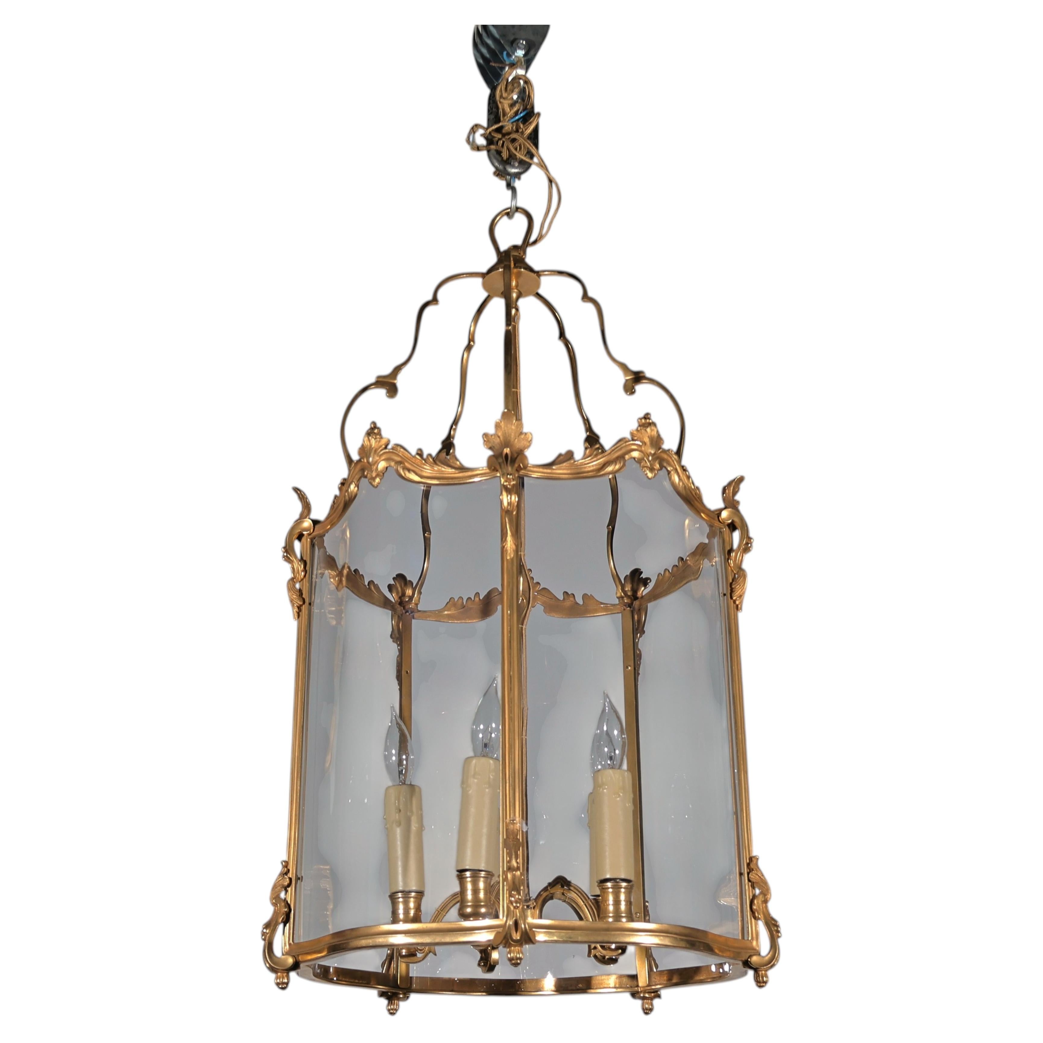 Lanterna in bronzo dorato di Maison Bagues, a cinque luci, Francia, 1985 circa
