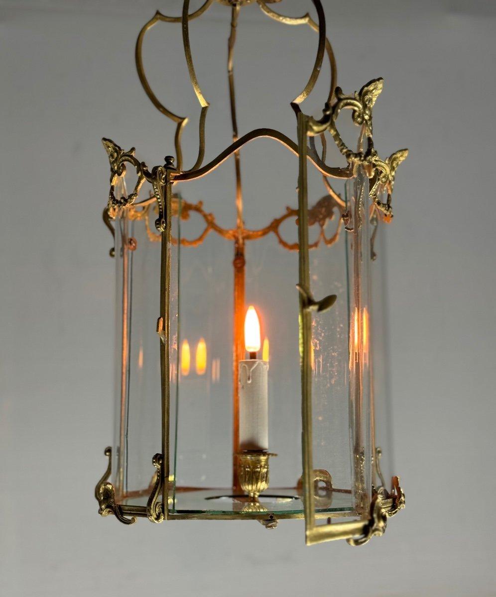 Lanterna in bronzo dorato, vetri curvi originali, CIRCA 1900 In condizioni ottime in vendita a Honnelles, WHT