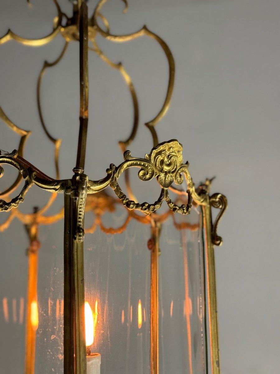 Lanterna in bronzo dorato, vetri curvi originali, CIRCA 1900 in vendita 1