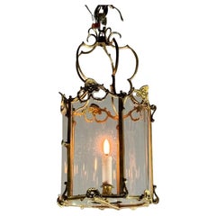 Gilt Bronze Lantern, Original Curved Glasses, Circa 1900