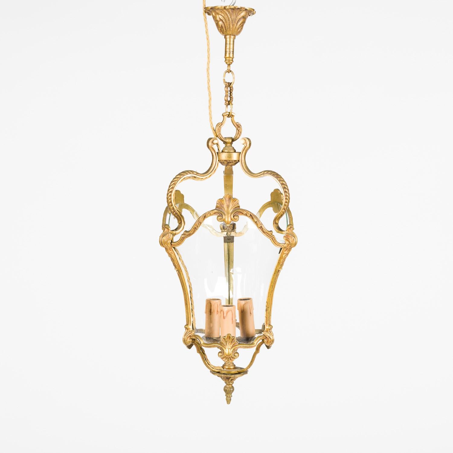 Gilt Bronze Lantern with Bow Glass in the Louis XV Style For Sale 2